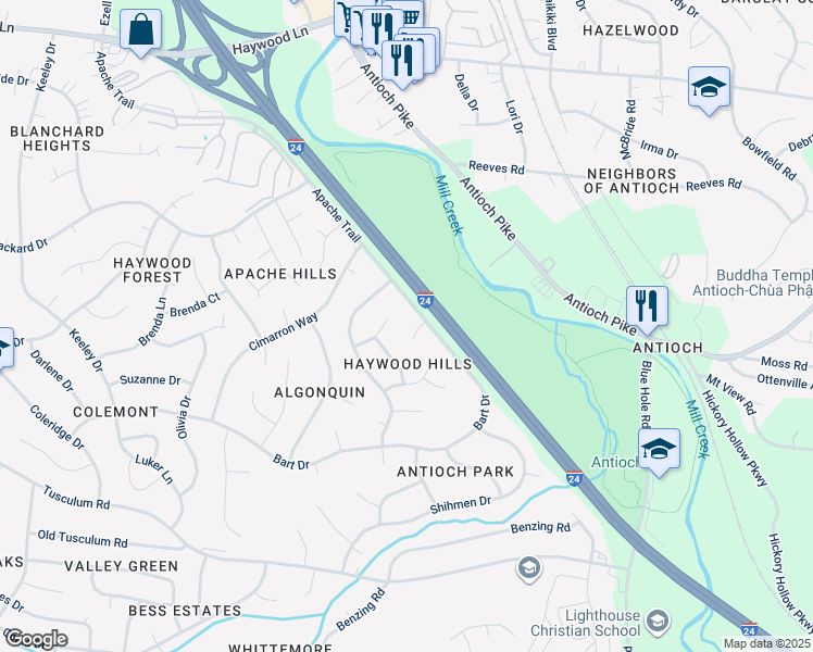 map of restaurants, bars, coffee shops, grocery stores, and more near 113 Catawba Court in Nashville