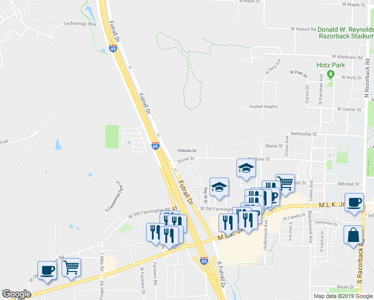 map of restaurants, bars, coffee shops, grocery stores, and more near 315 Mobile Lane in Fayetteville