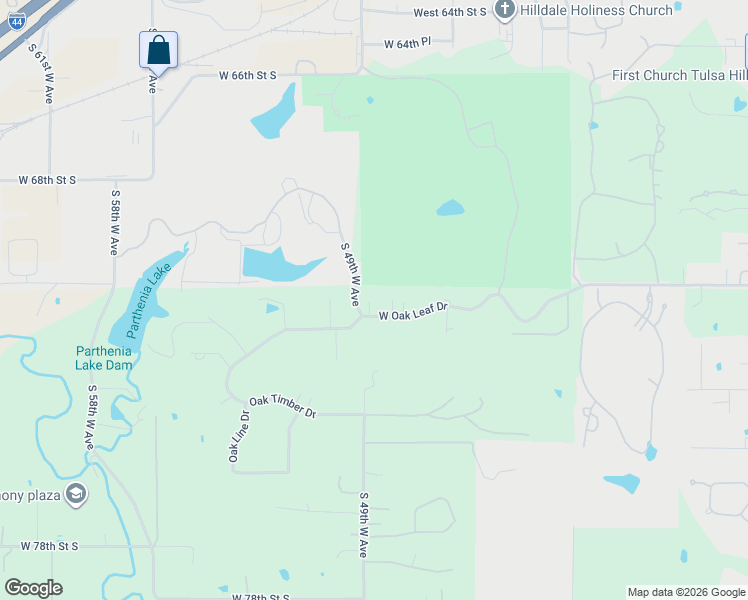 map of restaurants, bars, coffee shops, grocery stores, and more near 4809 West Oak Leaf Drive in Tulsa