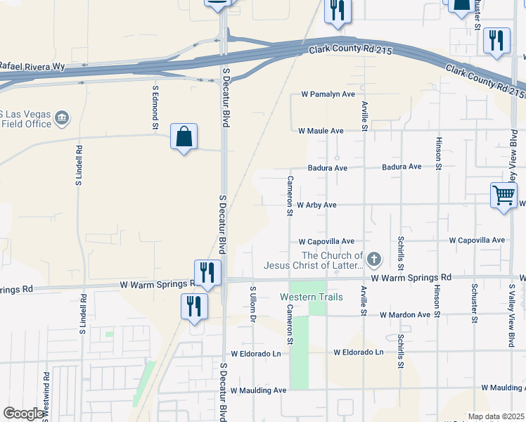 map of restaurants, bars, coffee shops, grocery stores, and more near in Las Vegas