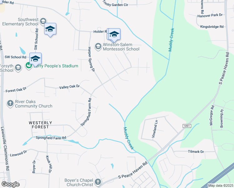 map of restaurants, bars, coffee shops, grocery stores, and more near 1842 Springfield Farm Court in Clemmons