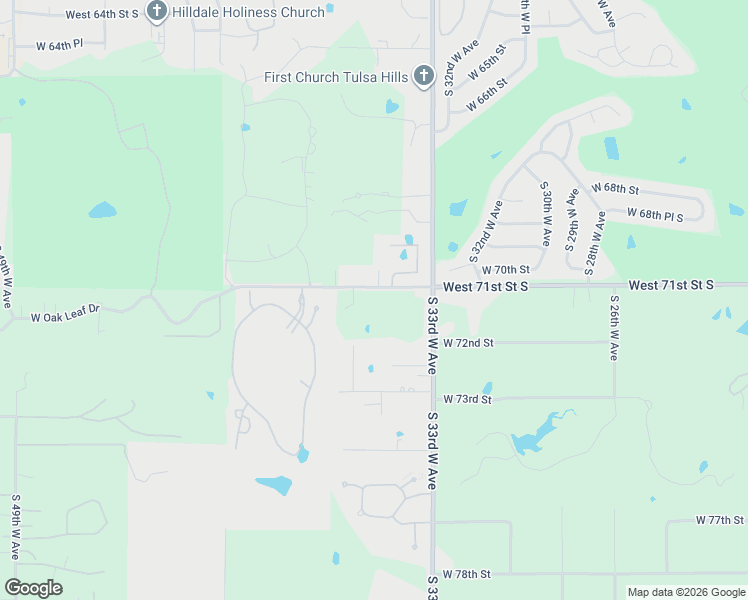 map of restaurants, bars, coffee shops, grocery stores, and more near 7100 South 33rd West Avenue in Tulsa