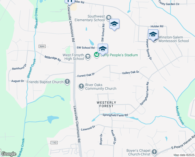 map of restaurants, bars, coffee shops, grocery stores, and more near 6720 Fairwood Court in Clemmons