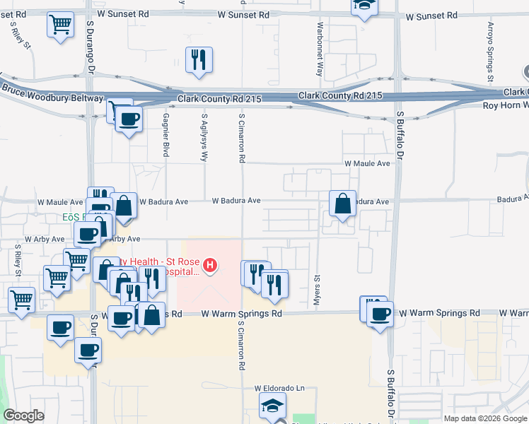 map of restaurants, bars, coffee shops, grocery stores, and more near 8117 Misty Canyon Avenue in Las Vegas
