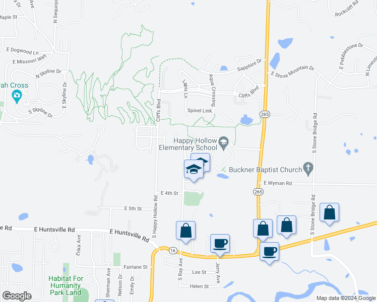 map of restaurants, bars, coffee shops, grocery stores, and more near 182 South Ray Avenue in Fayetteville
