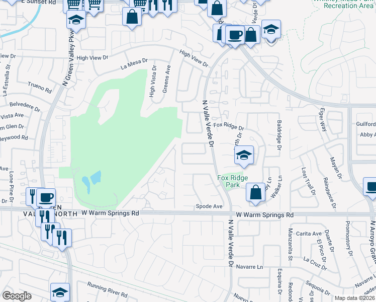 map of restaurants, bars, coffee shops, grocery stores, and more near 2229 Windsor Drive in Henderson