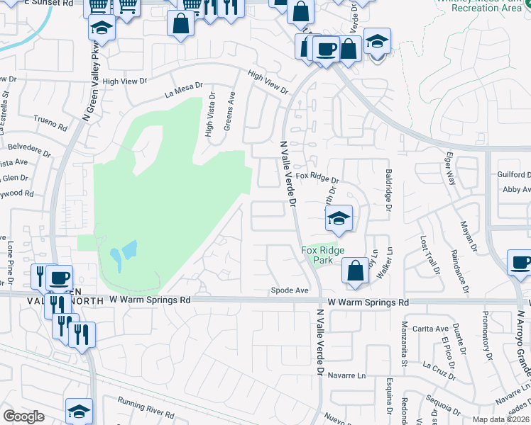 map of restaurants, bars, coffee shops, grocery stores, and more near 2218 Marlboro Drive in Henderson