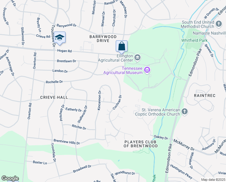 map of restaurants, bars, coffee shops, grocery stores, and more near 5002 Kincannon Drive in Nashville