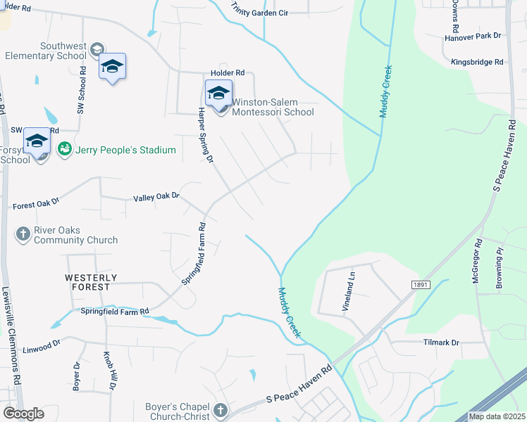 map of restaurants, bars, coffee shops, grocery stores, and more near 1842 Springfield Farm Court in Clemmons