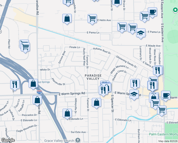 map of restaurants, bars, coffee shops, grocery stores, and more near 1460 Lawman Court in Las Vegas