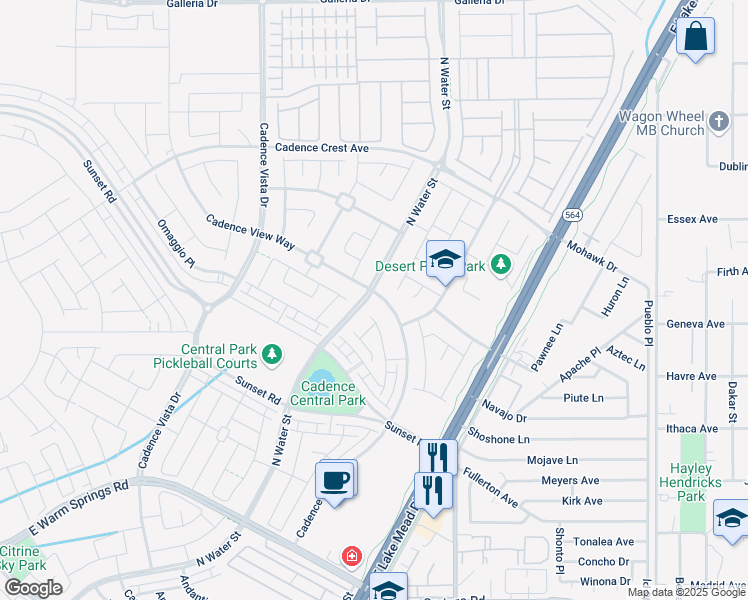 map of restaurants, bars, coffee shops, grocery stores, and more near 508 Cadence View Way in Henderson