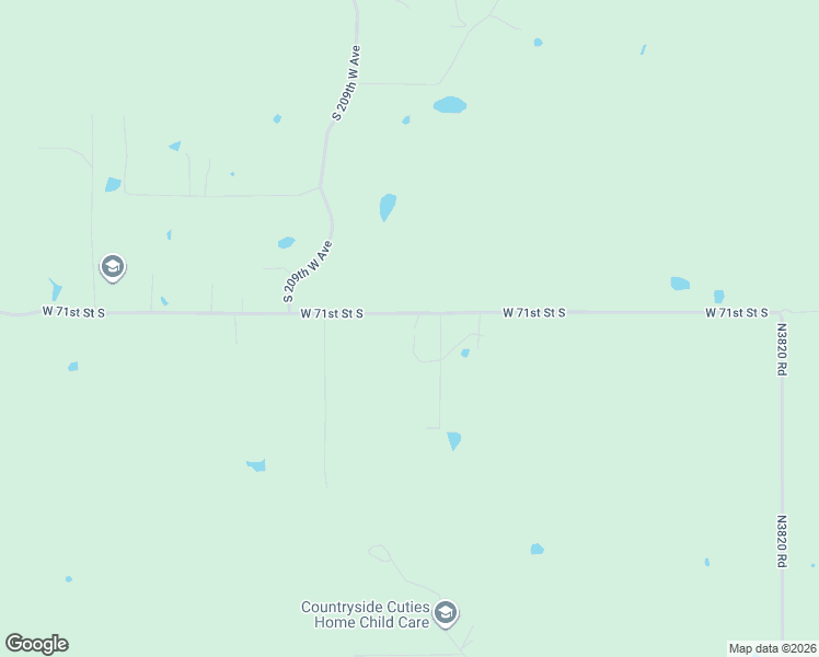 map of restaurants, bars, coffee shops, grocery stores, and more near 20480 West 71st Street South in Sand Springs