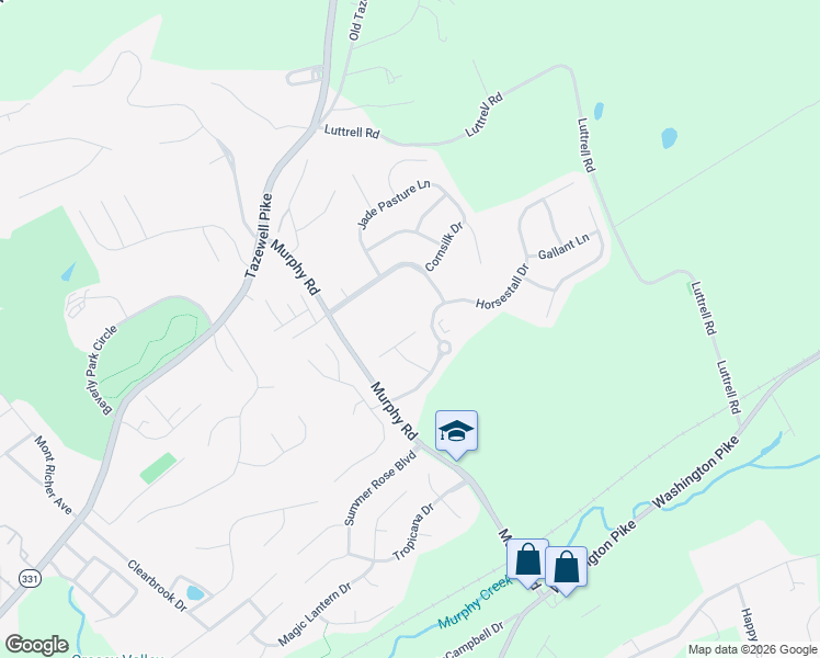map of restaurants, bars, coffee shops, grocery stores, and more near 6137 Evening Star Lane in Knoxville