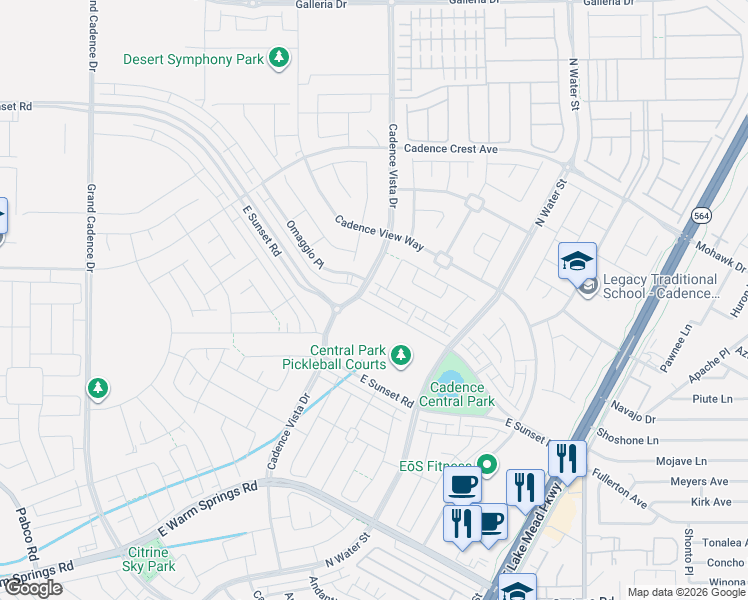 map of restaurants, bars, coffee shops, grocery stores, and more near 928 East Sunset Road in Henderson