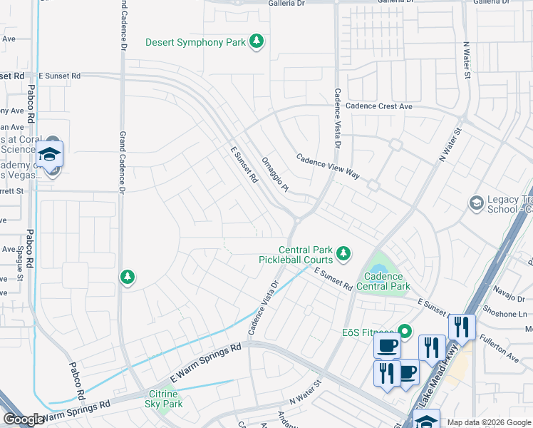 map of restaurants, bars, coffee shops, grocery stores, and more near 681 Cottonwood Hill Place in Henderson