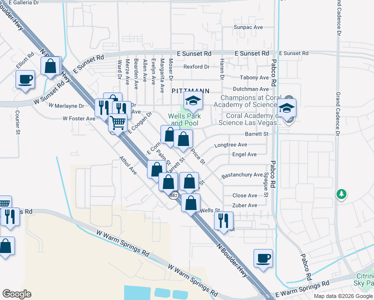 map of restaurants, bars, coffee shops, grocery stores, and more near 1501 Chestnut Street in Henderson
