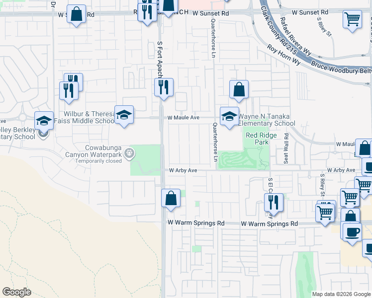 map of restaurants, bars, coffee shops, grocery stores, and more near 7056 Mandy Scarlet Court in Las Vegas