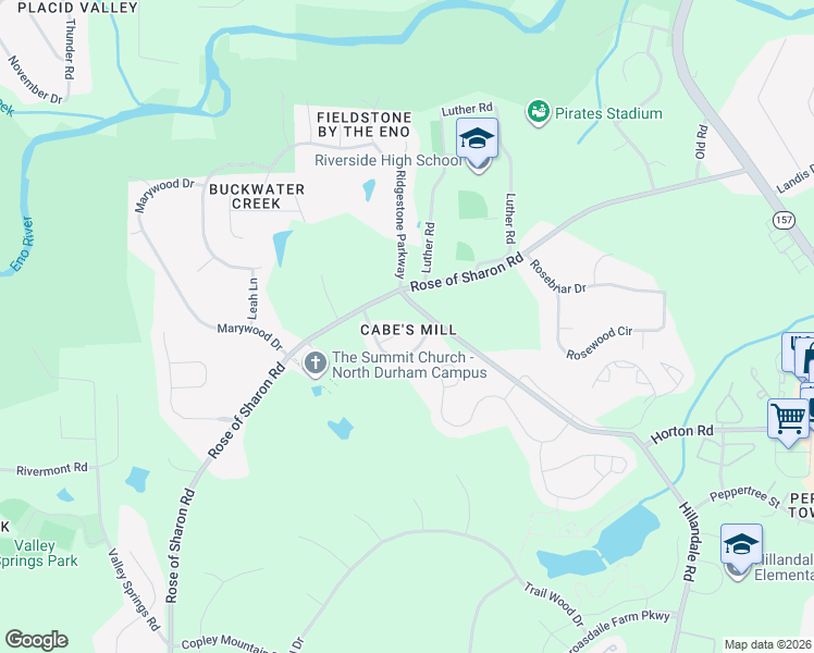 map of restaurants, bars, coffee shops, grocery stores, and more near 3024 Synnotts Place in Durham