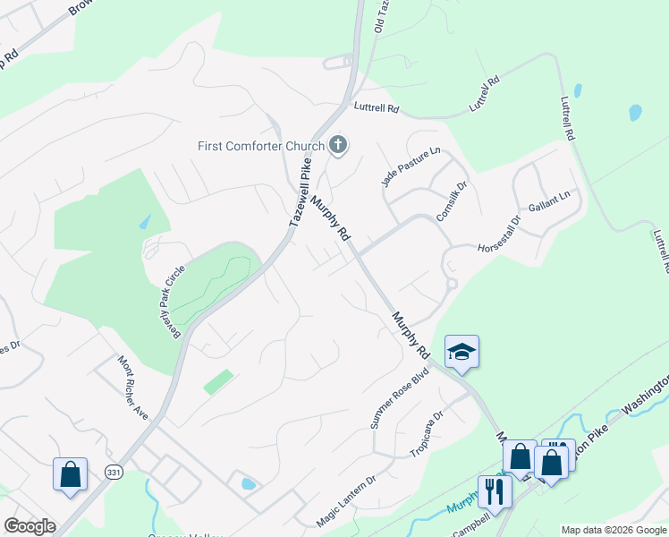 map of restaurants, bars, coffee shops, grocery stores, and more near 4872 Stoneyhurst Lane in Knoxville
