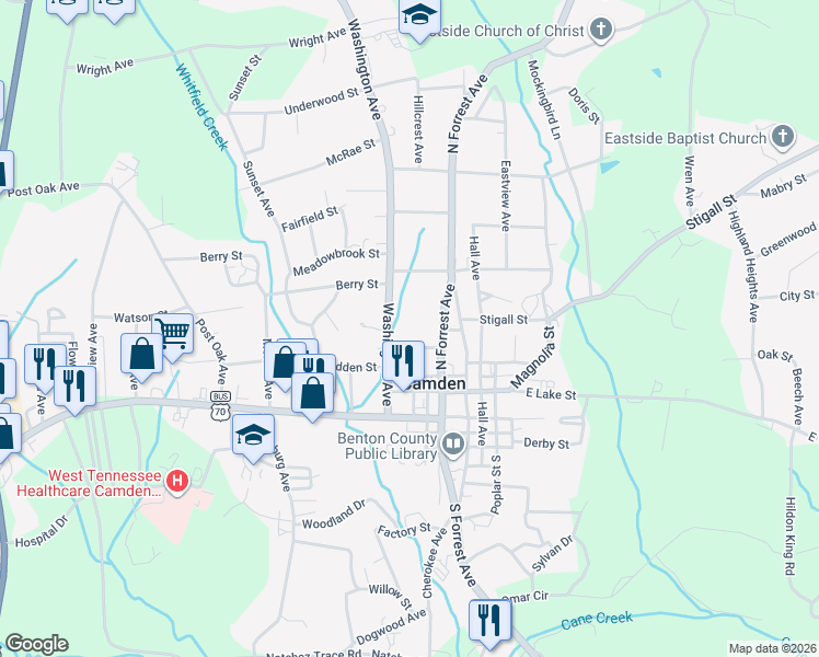 map of restaurants, bars, coffee shops, grocery stores, and more near 117 Washington Avenue in Camden