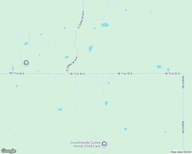 map of restaurants, bars, coffee shops, grocery stores, and more near 20480 West 71st Street South in Sand Springs