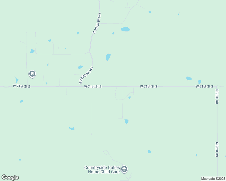 map of restaurants, bars, coffee shops, grocery stores, and more near 20480 West 71st Street South in Sand Springs