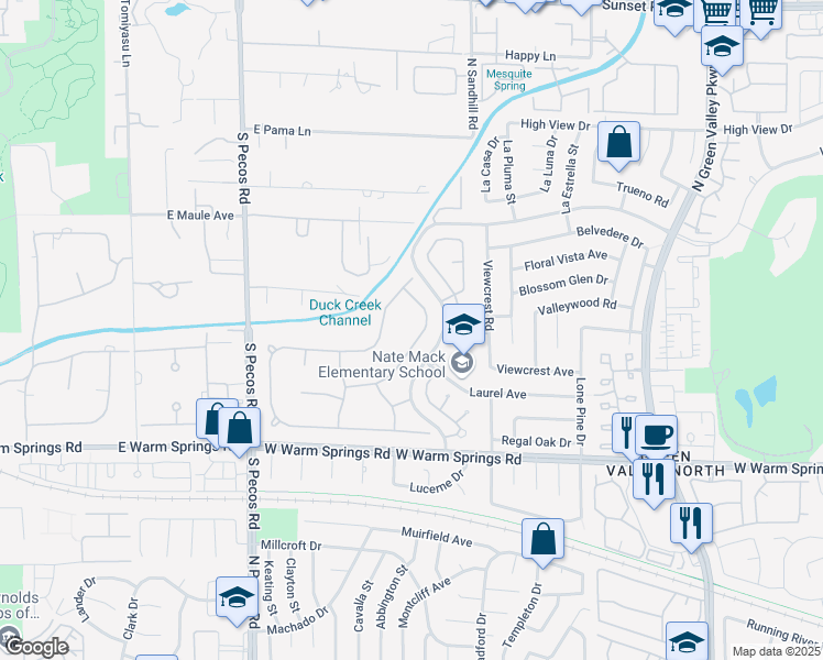 map of restaurants, bars, coffee shops, grocery stores, and more near 30 Quail Hollow Drive in Henderson
