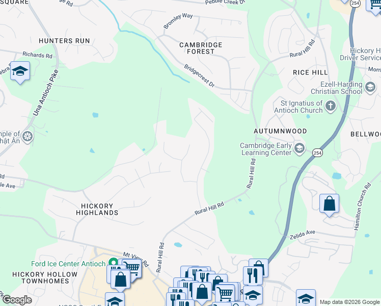 map of restaurants, bars, coffee shops, grocery stores, and more near 602 Pippin Drive in Nashville