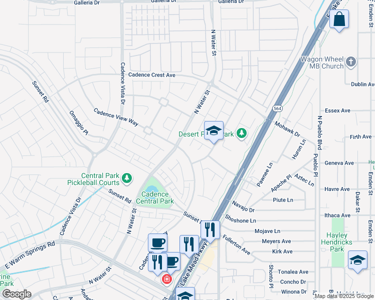 map of restaurants, bars, coffee shops, grocery stores, and more near 529 Cadence View Way in Henderson
