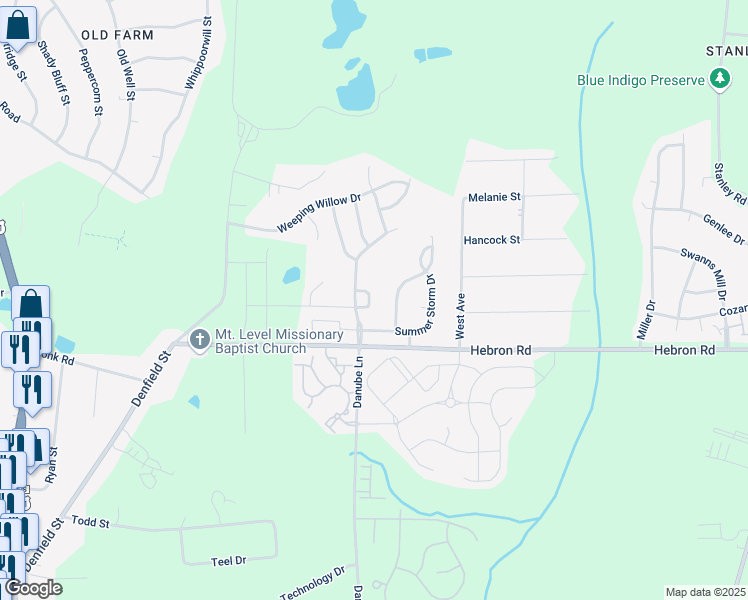 map of restaurants, bars, coffee shops, grocery stores, and more near 524 Summer Breeze Drive in Durham