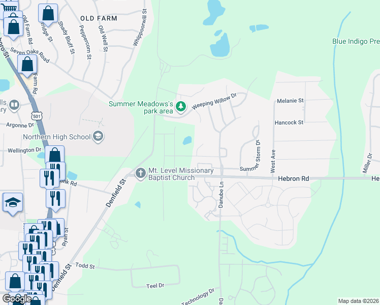 map of restaurants, bars, coffee shops, grocery stores, and more near 9 Ocean Court in Durham