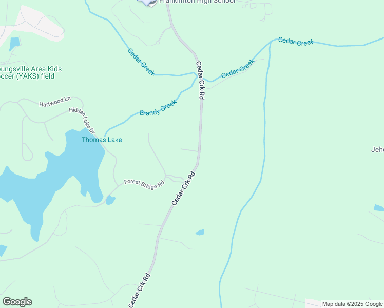map of restaurants, bars, coffee shops, grocery stores, and more near 1204 Cedar Creek Road in Franklinton