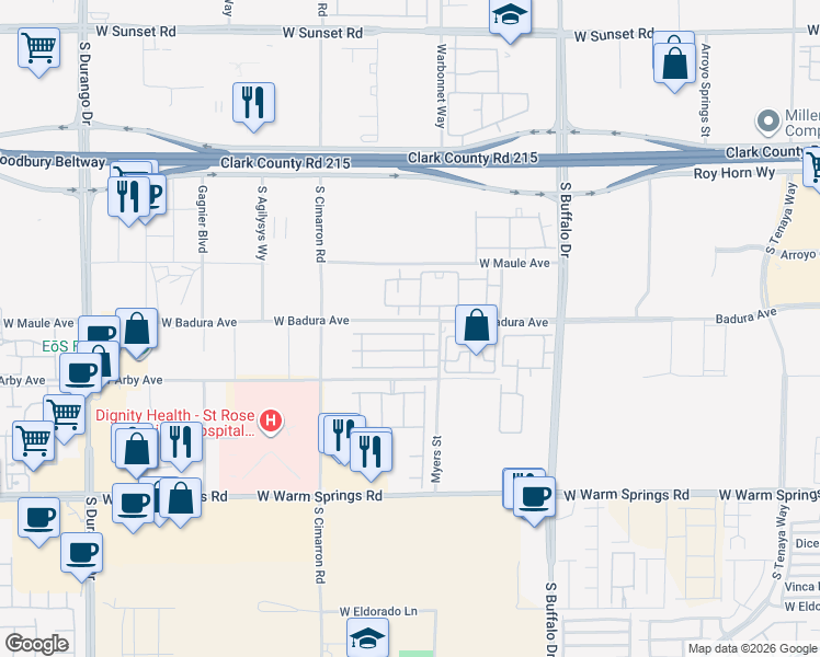 map of restaurants, bars, coffee shops, grocery stores, and more near 8044 Carpenter Creek Avenue in Las Vegas