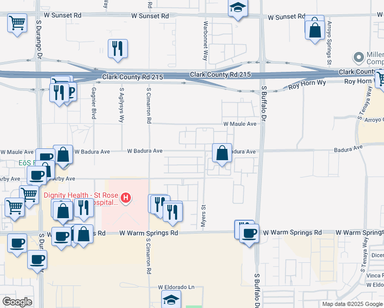 map of restaurants, bars, coffee shops, grocery stores, and more near 8040 Carpenter Creek Avenue in Las Vegas