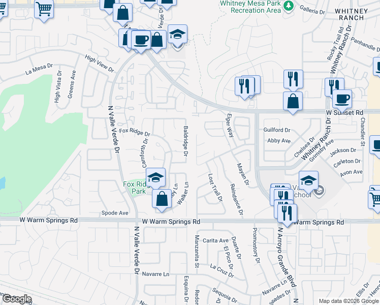map of restaurants, bars, coffee shops, grocery stores, and more near 1803 Michaels Court in Henderson