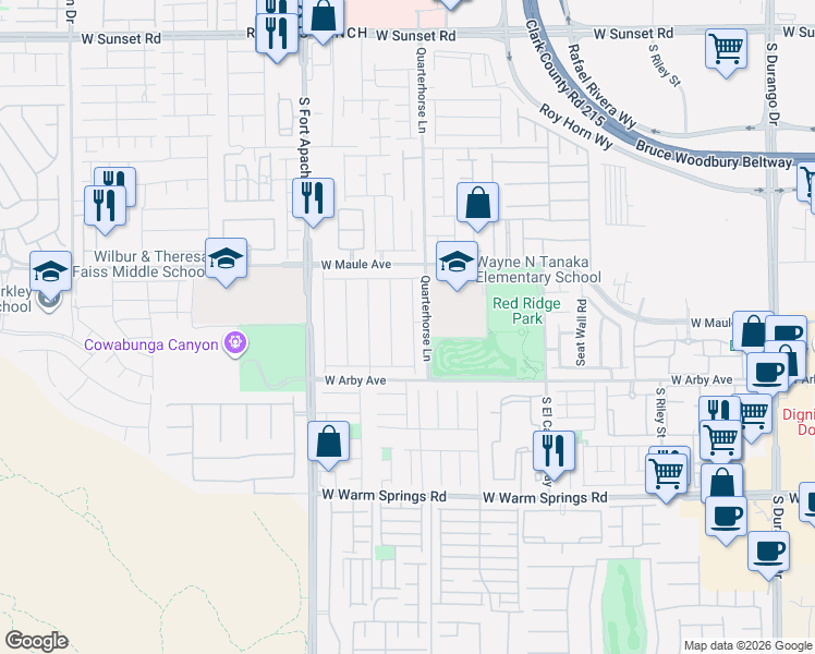 map of restaurants, bars, coffee shops, grocery stores, and more near 6972 Pacific Coast Street in Las Vegas