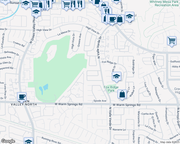 map of restaurants, bars, coffee shops, grocery stores, and more near 2248 Marlboro Drive in Henderson