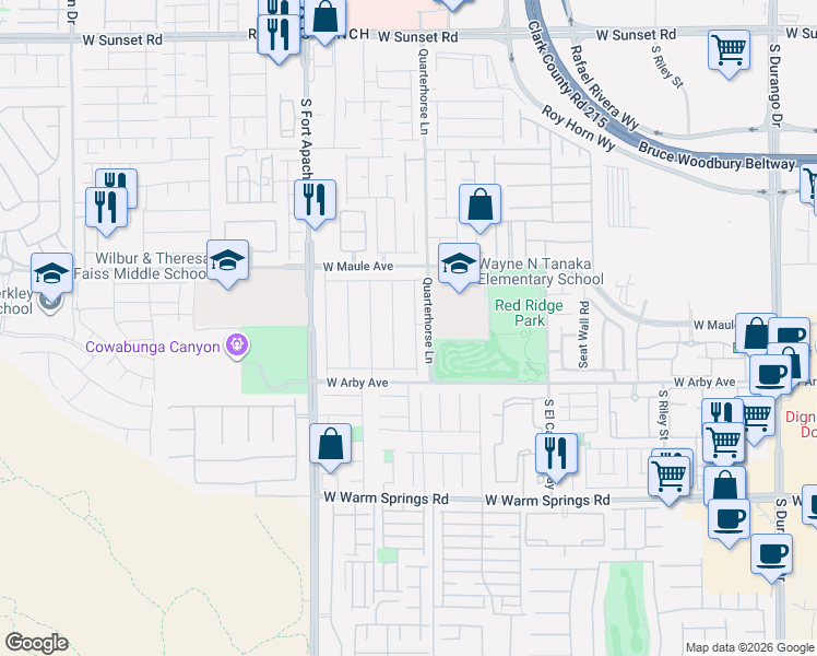 map of restaurants, bars, coffee shops, grocery stores, and more near 6972 Pacific Coast Street in Las Vegas