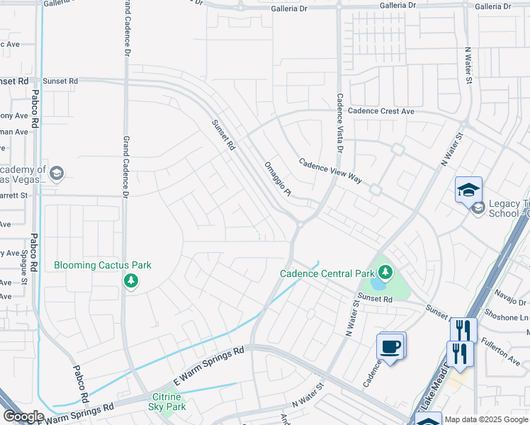 map of restaurants, bars, coffee shops, grocery stores, and more near 702 Cottonwood Hill Place in Henderson