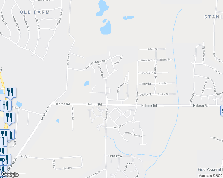 map of restaurants, bars, coffee shops, grocery stores, and more near 532 Summer Breeze Drive in Durham