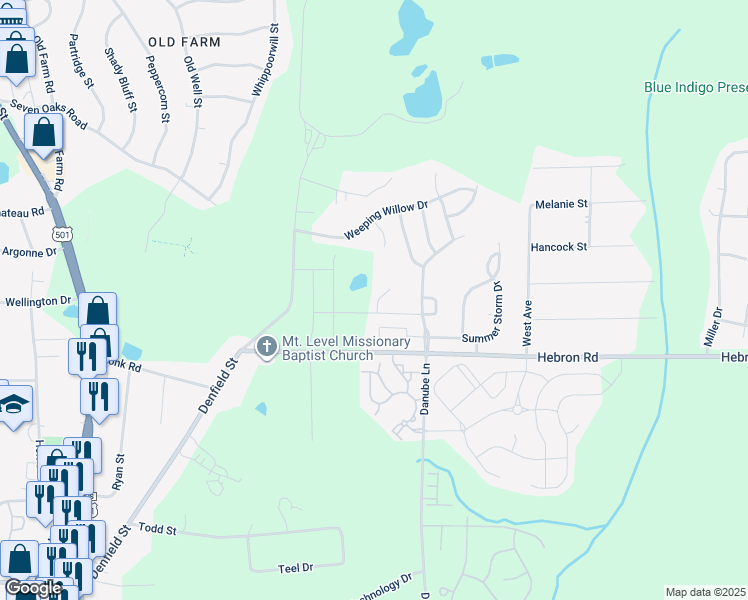 map of restaurants, bars, coffee shops, grocery stores, and more near 5 Ocean Court in Durham