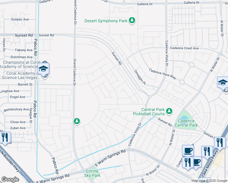 map of restaurants, bars, coffee shops, grocery stores, and more near 701 Monroe Hill Place in Henderson