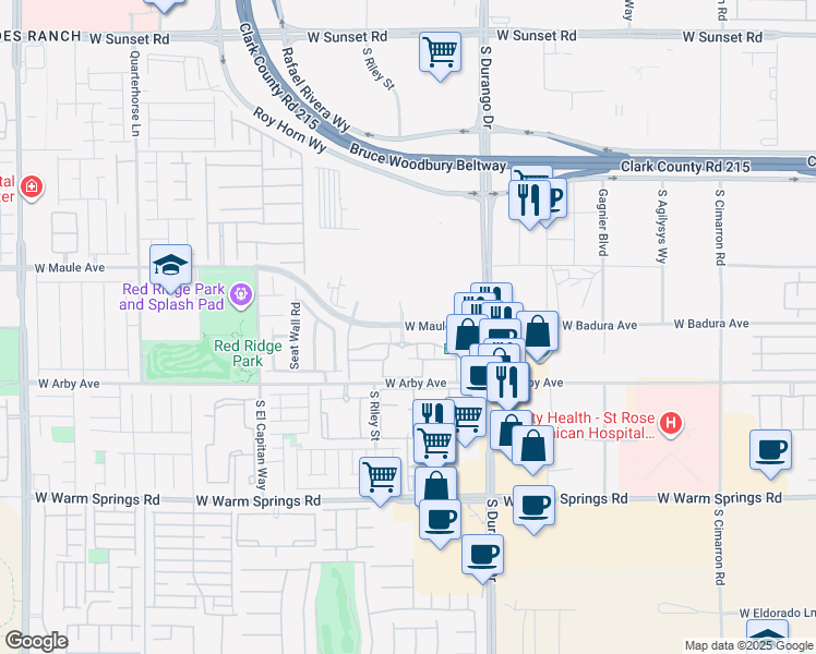 map of restaurants, bars, coffee shops, grocery stores, and more near 8777 West Maule Avenue in Las Vegas