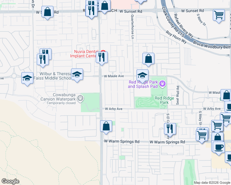 map of restaurants, bars, coffee shops, grocery stores, and more near 6970 Silk Oak Court in Las Vegas