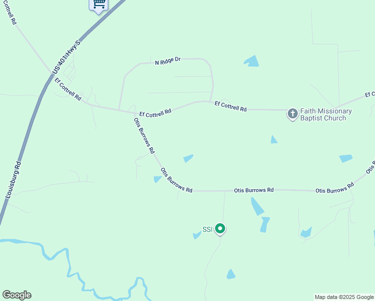map of restaurants, bars, coffee shops, grocery stores, and more near 604 Otis Burrows Road in Louisburg