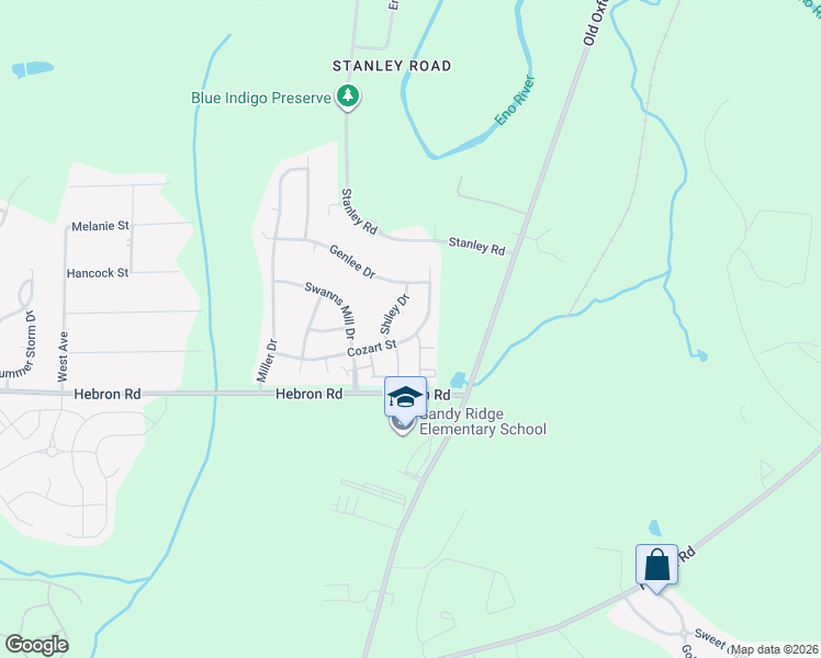 map of restaurants, bars, coffee shops, grocery stores, and more near 2 Bolter Court in Durham