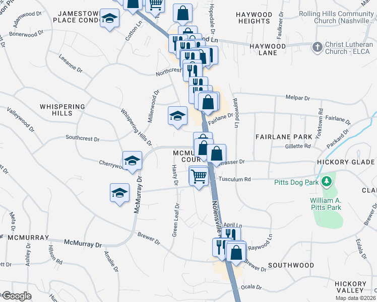 map of restaurants, bars, coffee shops, grocery stores, and more near 149 McMurray Circle in Nashville