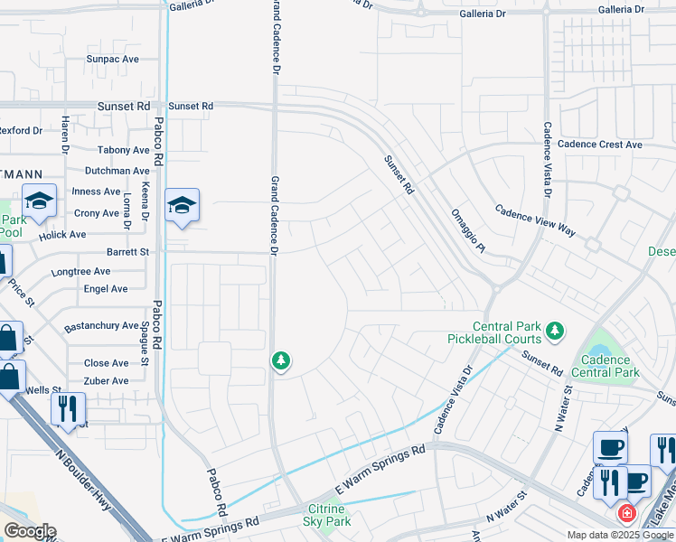 map of restaurants, bars, coffee shops, grocery stores, and more near 710 Mary Baer Way in Henderson