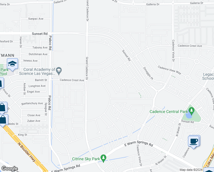 map of restaurants, bars, coffee shops, grocery stores, and more near 710 Mary Baer Way in Henderson