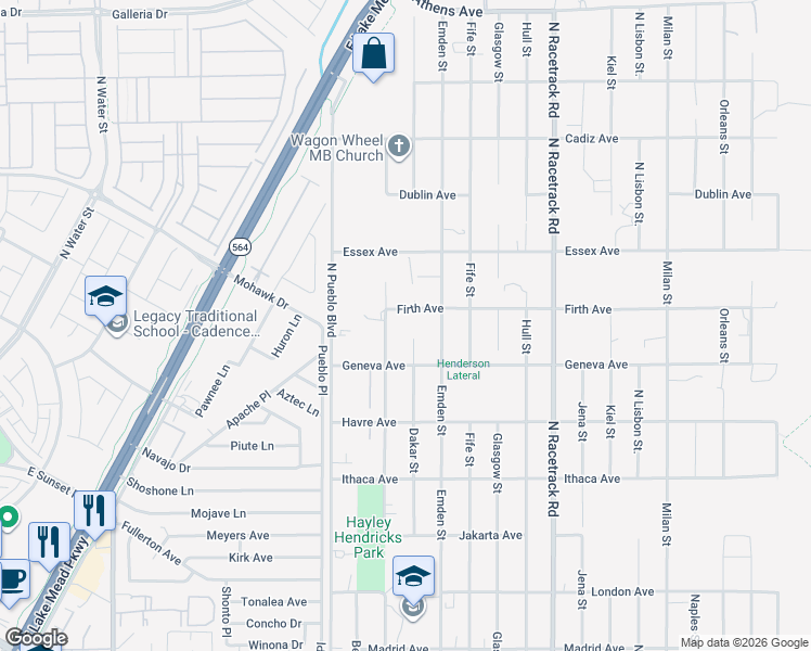 map of restaurants, bars, coffee shops, grocery stores, and more near 823 Firth Avenue in Henderson
